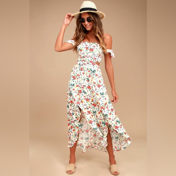 Lulu's Strapless Floral Maxi Dress - Picture 1 of 4
